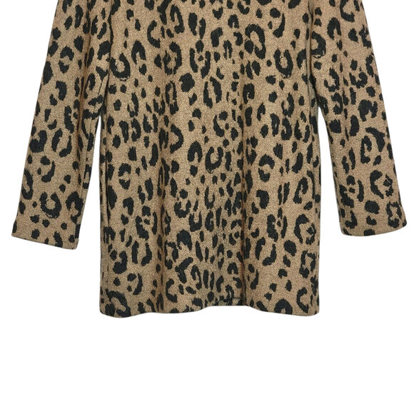 Rachel Zoe Leopard Print Wool Coat Mid Length Chic Cozy Fall Statement Piece M - Picture 11 of 14